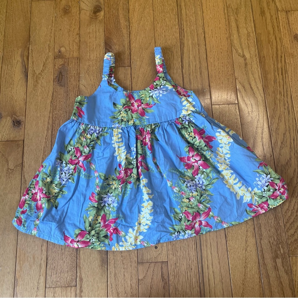 KOLE KOLE USA MADE IN HAWAII BLUE HAWAIIAN GRAPHIC PRINT GIRLS DRESS SIZE 2T